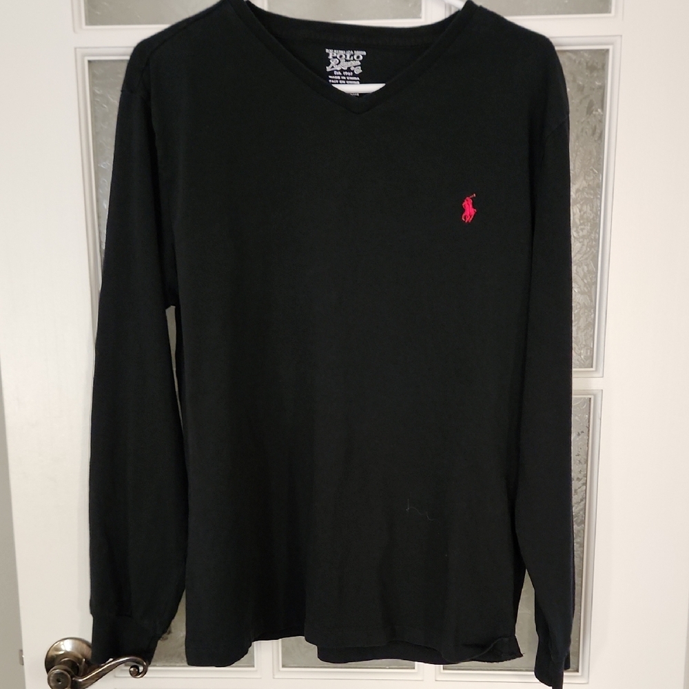 Polo Ralph Lauren / Black V-Neck Long Sleeve Shirt